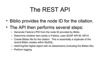 Biblio to Fedora Commons REST API | PPT