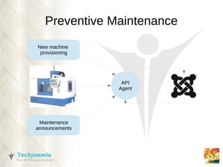 Preventive Maintenance
New machine
 provisioning




                 API
                Agent




 Maintenance
announcements
 