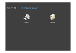 2
REST API 특징 2-1 Client-Server
Client Server
 