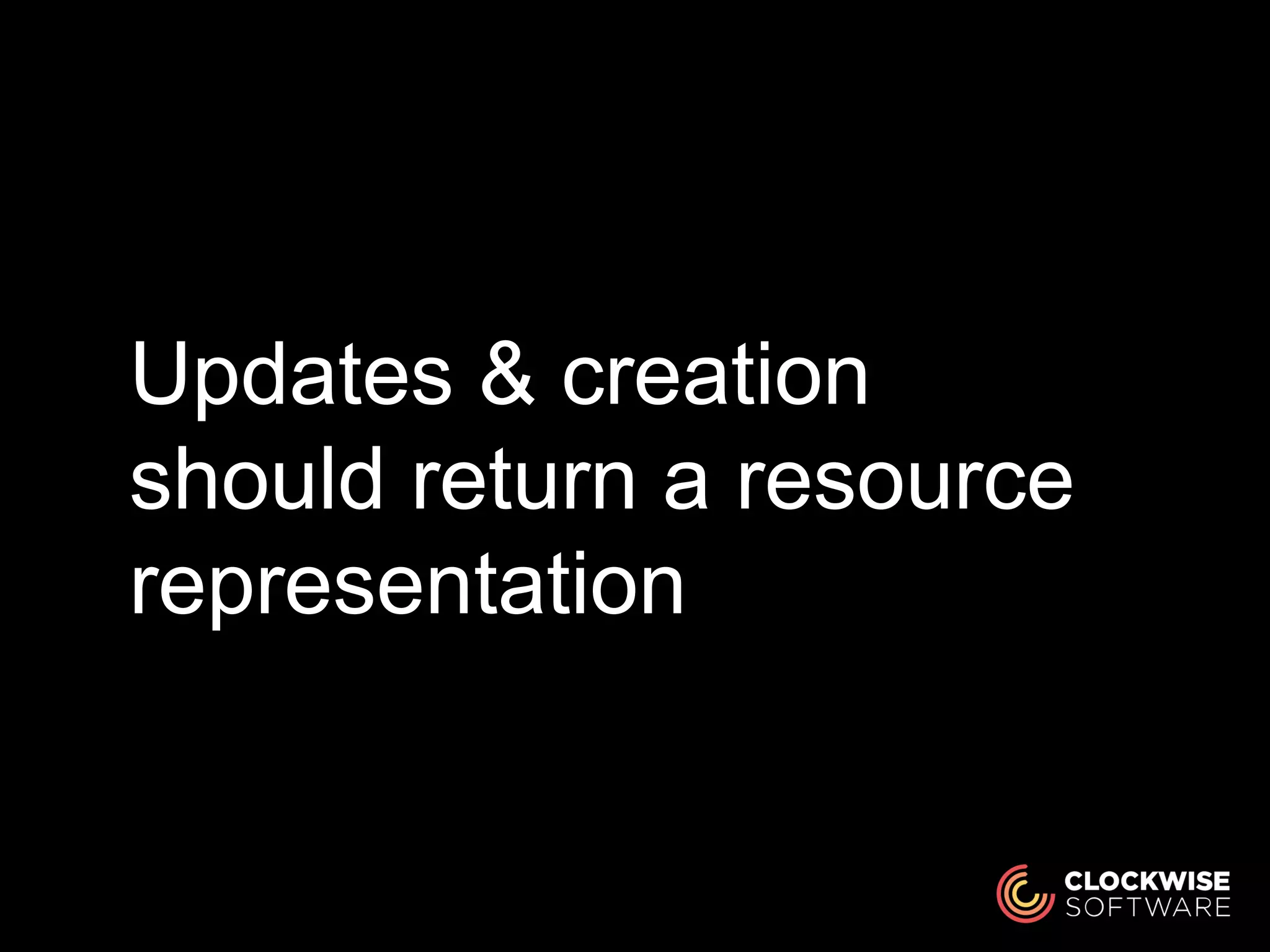 Updates & creation
should return a resource
representation
 