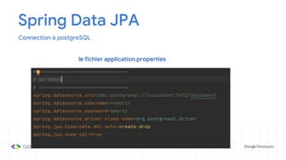 Spring Data JPA
Connection à postgreSQL
le fichier application.properties
 