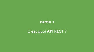 Partie 3
C’est quoi API REST ?
 