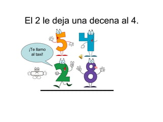 El 2 le deja una decena al 4.


 ¡Te llamo
   al taxi!
 