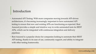 API Automation in Rest Assured by using BDD Approach with TestNG | PPTX