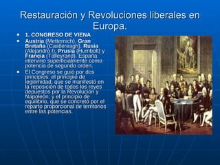 Restauración y Revoluciones liberales en Europa. ,[object Object],[object Object],[object Object]
