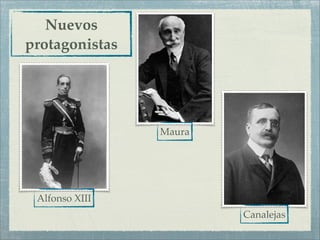 Nuevos
protagonistas




                Maura




 Alfonso XIII
                        Canalejas
 