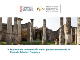 Proyecto de conservación de las pinturas murales de la
Casa de Ariadna. Pompeya
 