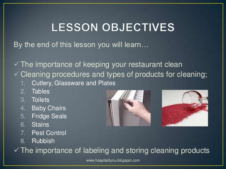 Restaurant cleaning procedures