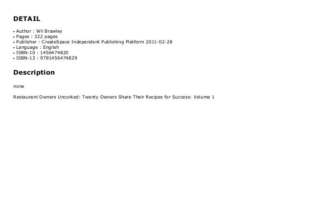 Restaurant Owners Uncorked Twenty Owners Share Their Recipes For Suc