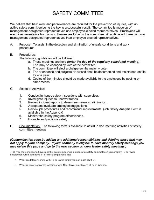 restaurant app sample monthly safety meeting template
