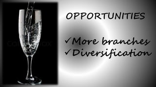 OPPORTUNITIES
More branches
Diversification
 
