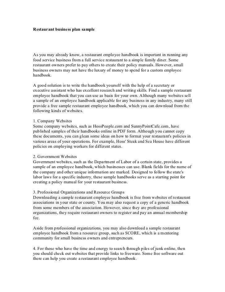 restaurant business plan template restaurant business plan sample