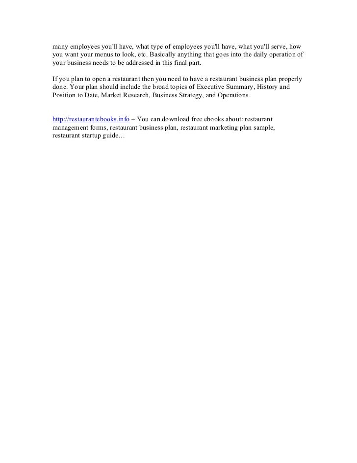 restaurant business plans examples
