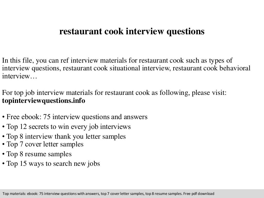 Restaurant cook interview questions