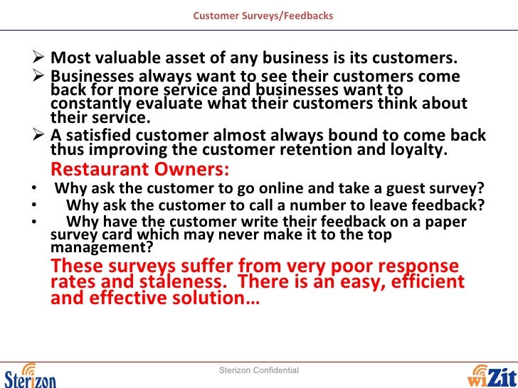 restaurant customer satisfaction survey using sterizon wizit handheld