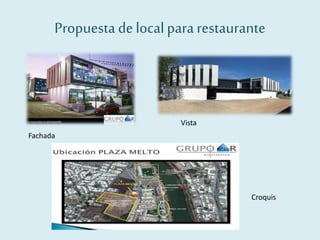 Propuesta delocalpararestaurante
Fachada
Vista
Croquis
 