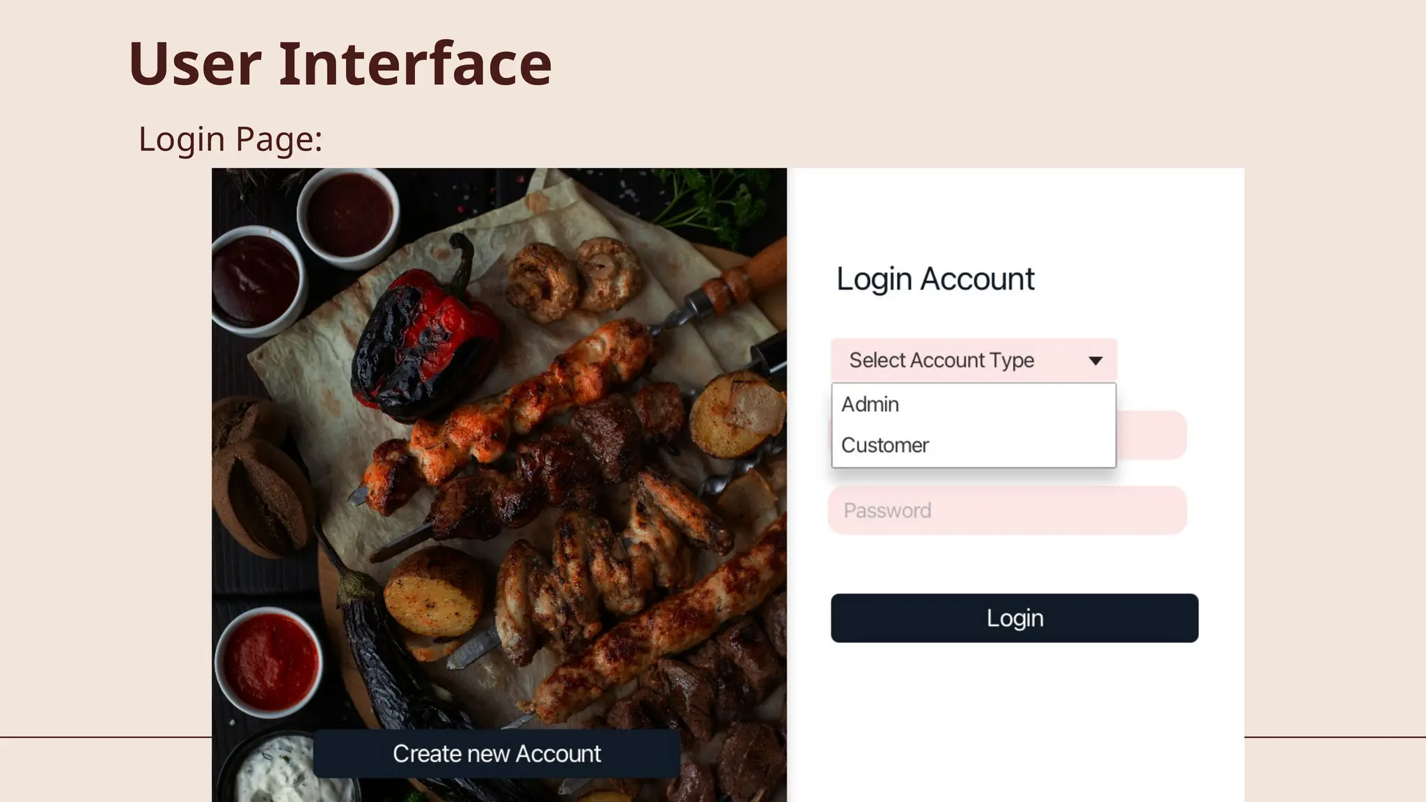 User Interface
Login Page:
 