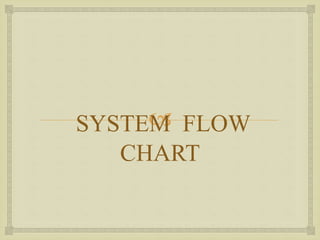 SYSTEM FLOW
CHART
 
