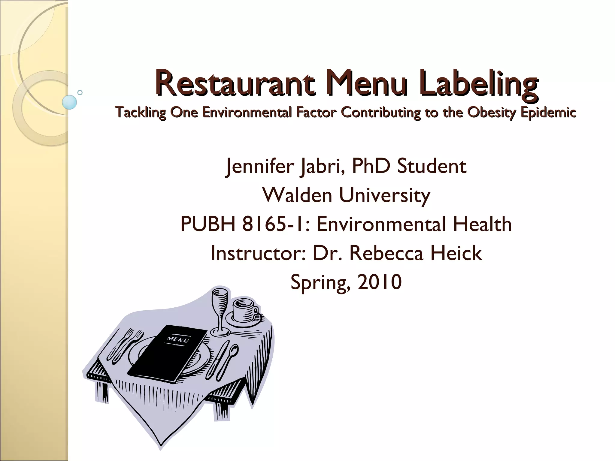 Restaurant Menu Labeling Jabri J 052110 PPT