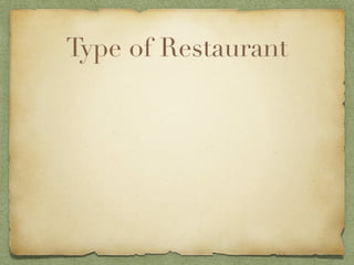 Type of Restaurant
 