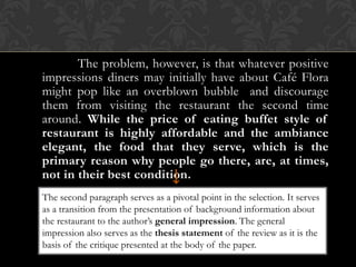 Restaurant Paragraph Restaurant review | PPT