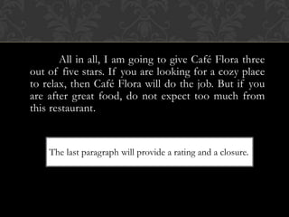 Restaurant Paragraph Restaurant review | PPT