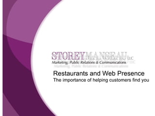 Restaurants and Web Presence The importance of helping customers find you 
