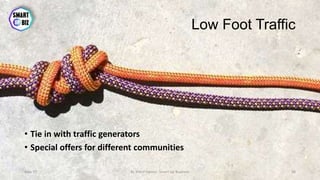 Low Foot Traffic
• Tie in with traffic generators
• Special offers for different communities
May-17 By Sherif Hanna - Smart Up Business 48
 