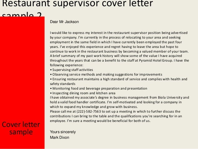 Resume for restaurant supervisor