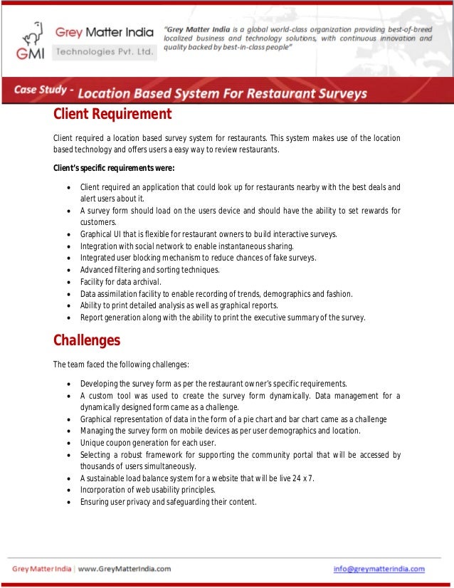 restaurant survey system with location based technology