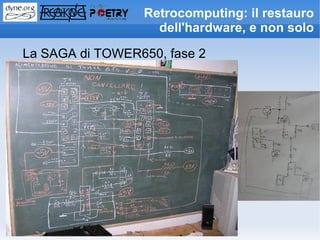 Retrocomputing: il restauro
                   dell'hardware, e non solo

La SAGA di TOWER650, fase 2
 