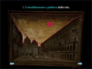 1. Consolidamento e pulituraConsolidamento e pulitura della tela.della tela.
 