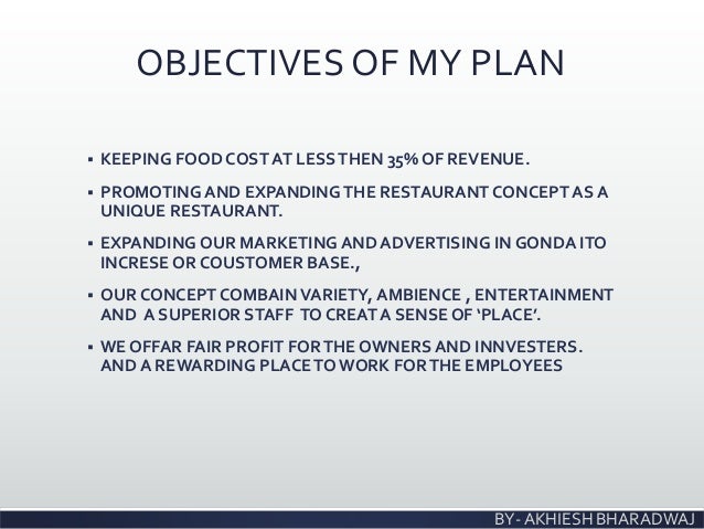 objectives of restaurant business plan