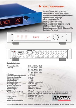 Produktblatt Restek EPAL Vollverstärker
