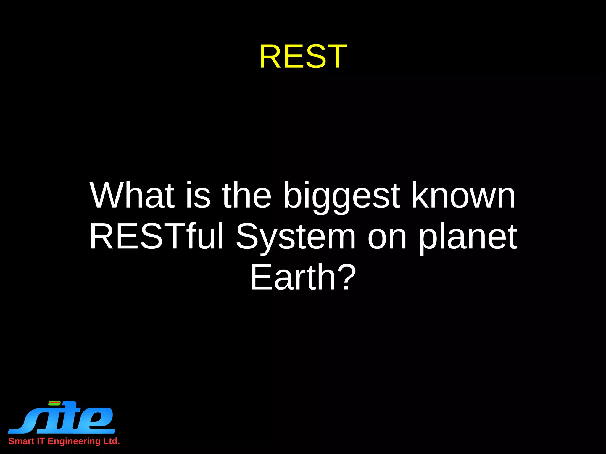 The Constraints -  - Client-Server - Stateless - Cache - Uniform Interface - Layered System - Code-On-Demand  (Optional) 