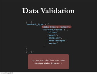 Data Validation
                          (...)
                          'contact_type': {
                              ...