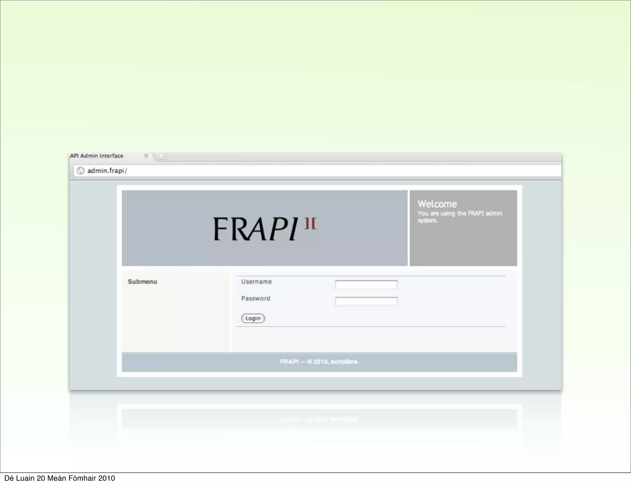 Dé Luain 20 Meán Fómhair 2010
 