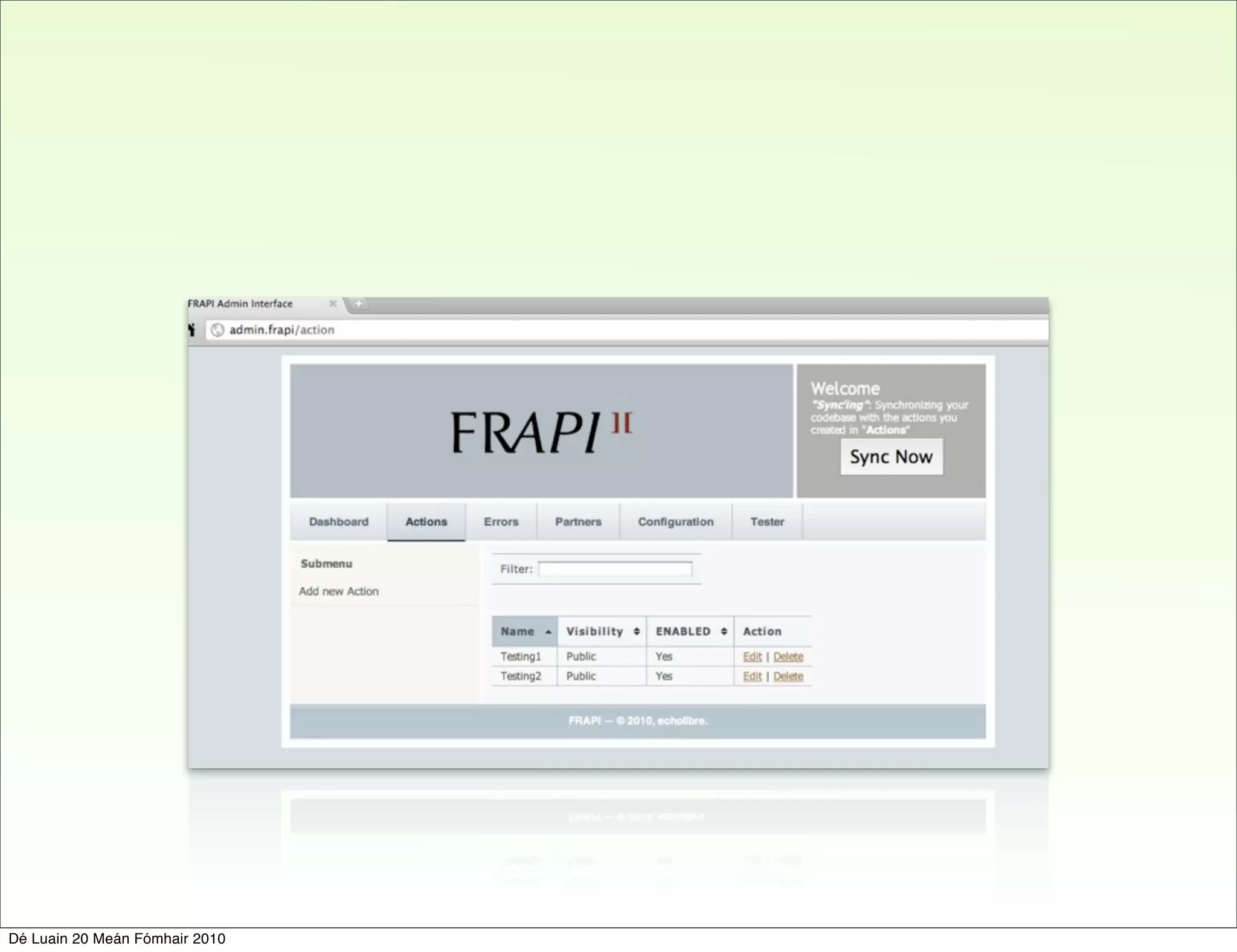 Dé Luain 20 Meán Fómhair 2010
 