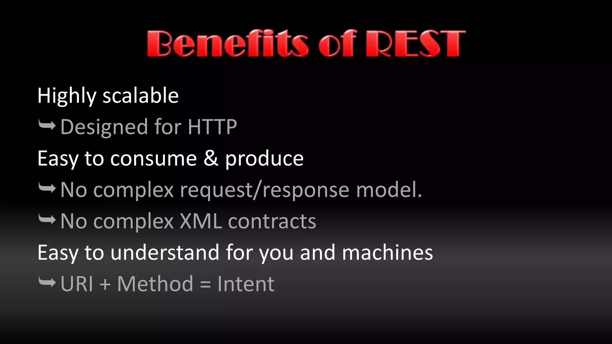 What is it?ROA – Resource Orientated ArchitectureWOA – Web Orientated ArchitectureThanks Gartner for another TLA It is a styleNOT APIInterfaceOfficial StandardA drop in replacement for SOAP