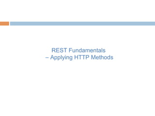 REST Fundamentals
– Applying HTTP Methods
 