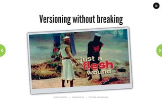 32




        HATEOAS Part 2: Twitter Example
                                  ~	
  With	
  links,	
  but	
  no	
  media-­‐type	
  ~	
  

GET .../followers/ids.json?cursor=-1&screen_name=josdirksen

{
 “previous_cursor”: 0,
 “id”: {
    “name”: “John Smit”,
    “id”: “12345678”
   “links” : [
    { “rel”: “User info”,
      “href”: “https://.../user/12345678”},
    { “rel”: “Follow user”,
      “href”: “https://.../friendship/12345678”}
    ]
  }
  ...
}                 WWW.JPOINT.NL	
  	
  	
  	
  	
  |	
  	
  	
  	
  	
  JOS@JPOINT.NL	
  	
  	
  	
  |	
  	
  	
  	
  	
  TWITTER:	
  @JOSDIRKSEN	
  
 