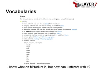 Vocabularies




I know what an hProduct is, but how can I interact with it?
 