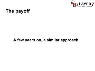 The payoff




   A few years on, a similar approach...
 