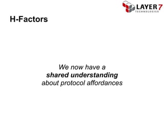 H-Factors




            We now have a
        shared understanding
       about protocol affordances
 
