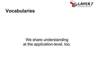 Vocabularies




        We share understanding
       at the application-level, too.
 