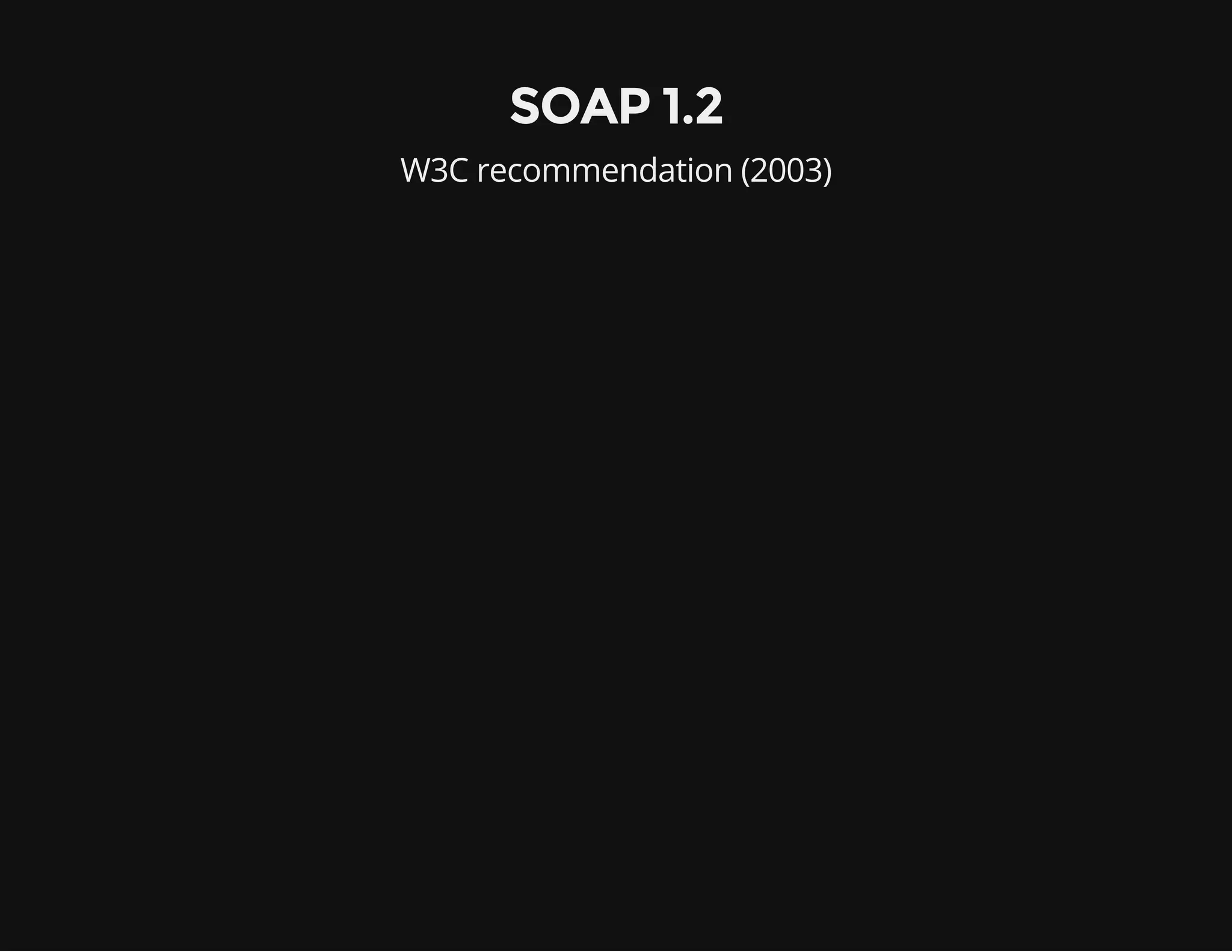 SOAP 1.2 
W3C recommendation (2003) 
 