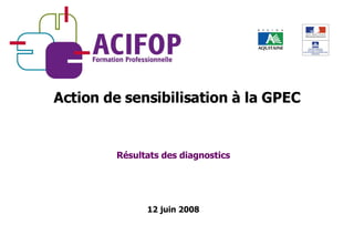 Résultats des diagnostics 12 juin 2008 Action de sensibilisation à la GPEC 