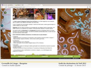 Gwenaëlle de Linage – Burguion   Audit des destinations de Noël 2012
Conseil et Audits Qualité        Comité de pilotage – 11 février 2013
 