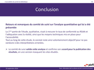 Baromètre de l’accessibilité numérique des portails de bibliothèque en France : analyse quantitative.