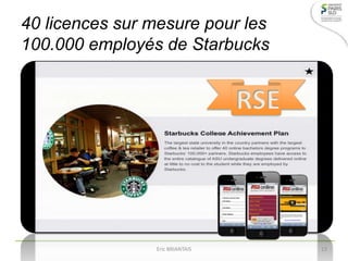 40 licences sur mesure pour les
100.000 employés de Starbucks
RSE
Eric BRIANTAIS 13
 